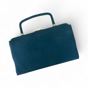 Vintage 50s Black Fabric Gold Tone Accents Garay Convertible Clutch Handbag